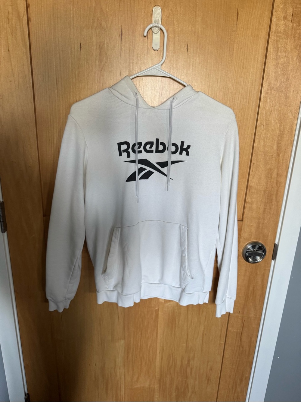 Reebok White Crewneck Hoodie with Black Logo
